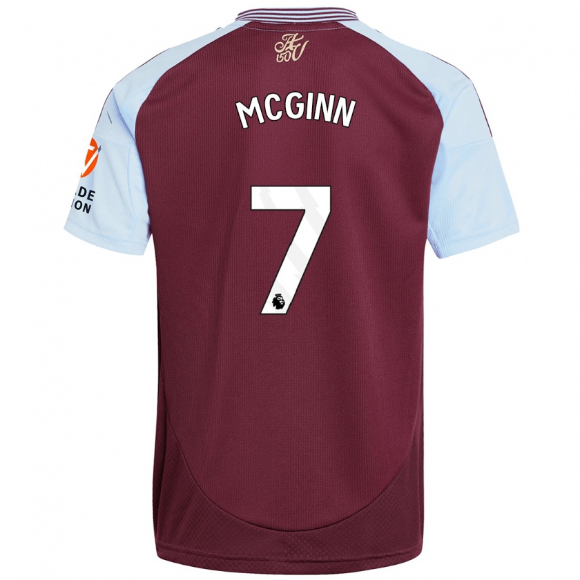 Kandiny Enfant Maillot John Mcginn #7 Bordeaux Bleu Ciel Tenues Domicile 2024/25 T-Shirt