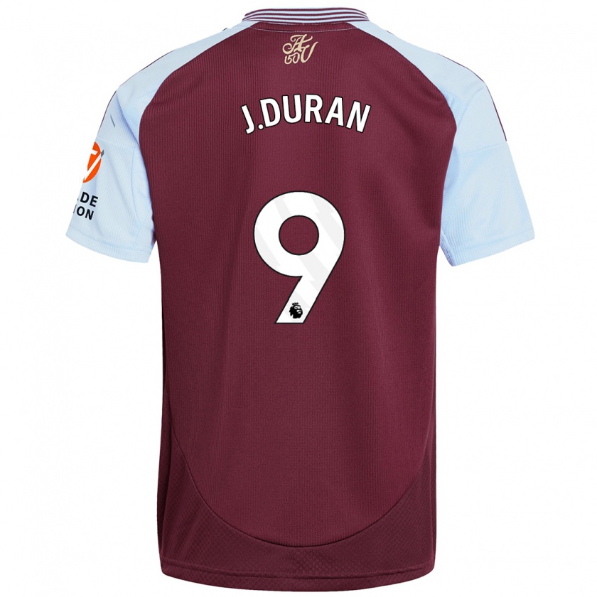 Kandiny Enfant Maillot Jhon Durán #9 Bordeaux Bleu Ciel Tenues Domicile 2024/25 T-Shirt