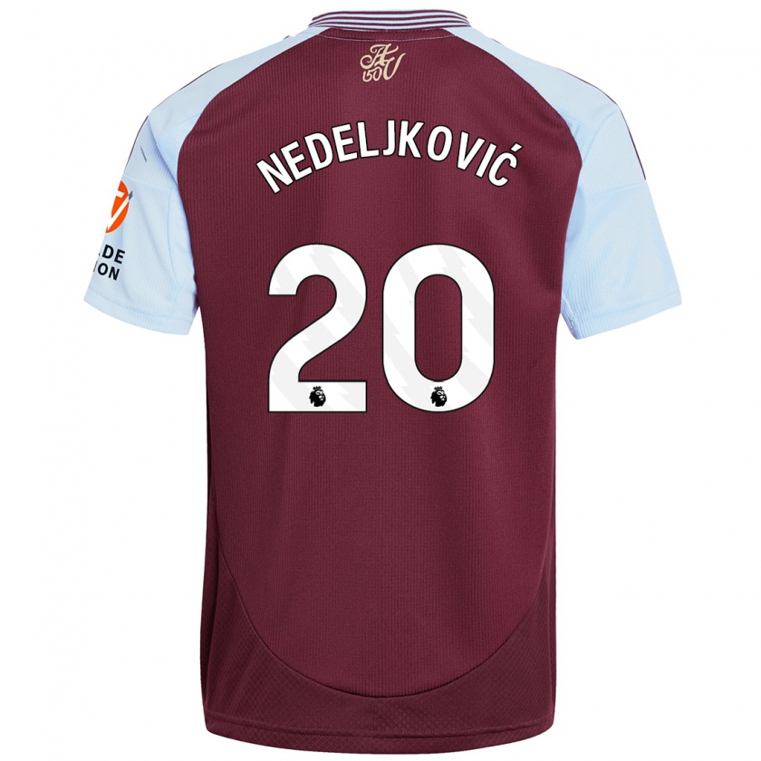 Kandiny Enfant Maillot Kosta Nedeljkovic #20 Bordeaux Bleu Ciel Tenues Domicile 2024/25 T-Shirt