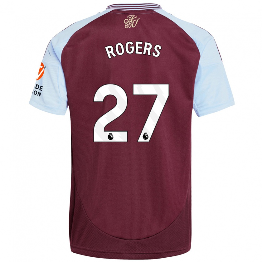 Kandiny Enfant Maillot Morgan Rogers #27 Bordeaux Bleu Ciel Tenues Domicile 2024/25 T-Shirt