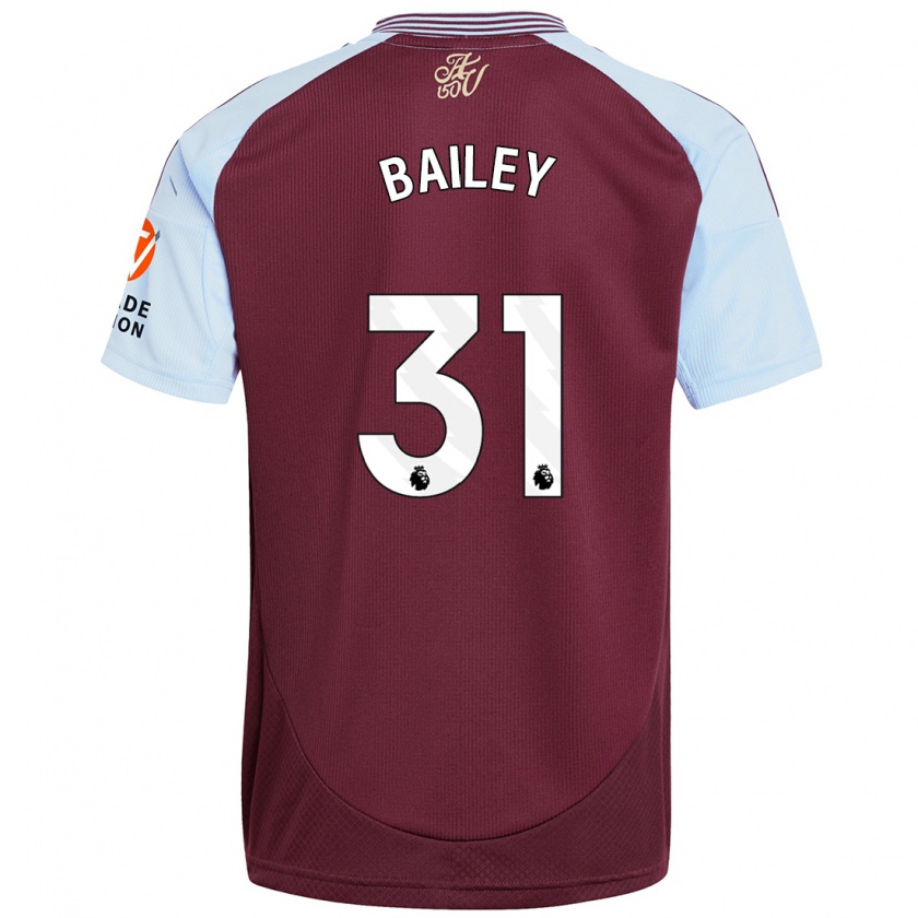 Kandiny Enfant Maillot Leon Bailey #31 Bordeaux Bleu Ciel Tenues Domicile 2024/25 T-Shirt