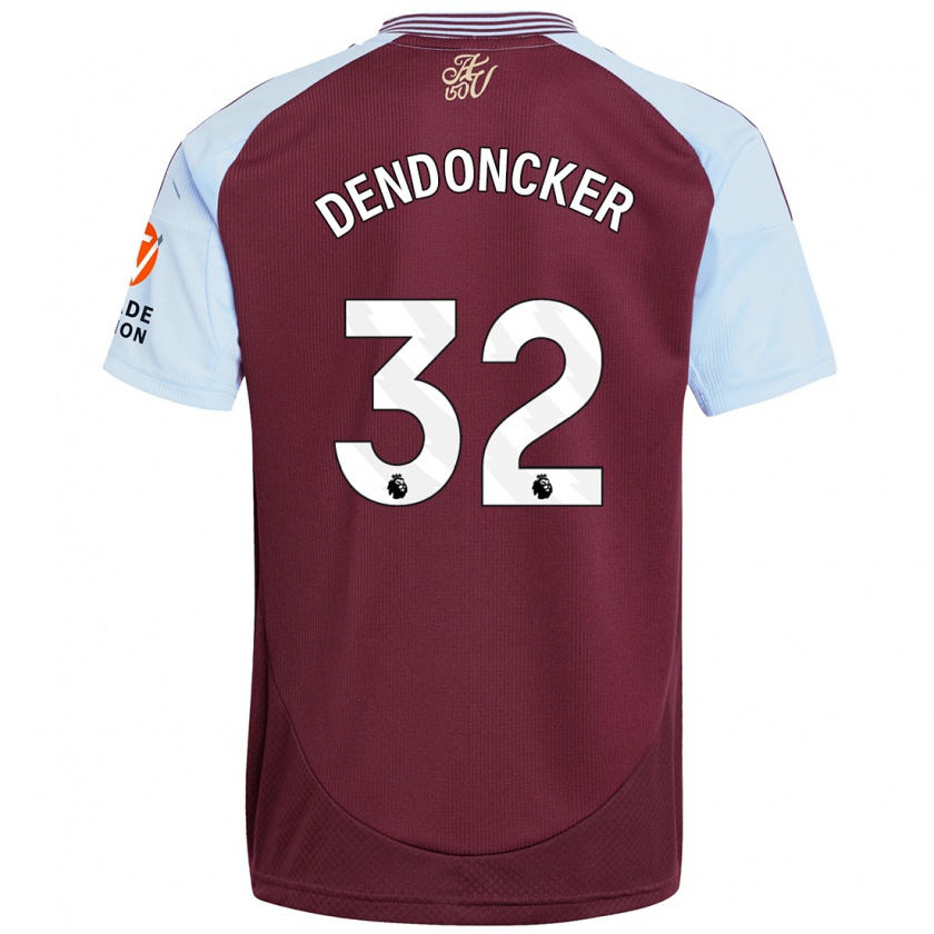 Kandiny Enfant Maillot Leander Dendoncker #32 Bordeaux Bleu Ciel Tenues Domicile 2024/25 T-Shirt