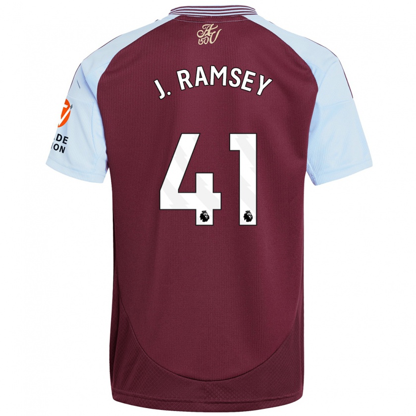 Kandiny Enfant Maillot Jacob Ramsey #41 Bordeaux Bleu Ciel Tenues Domicile 2024/25 T-Shirt