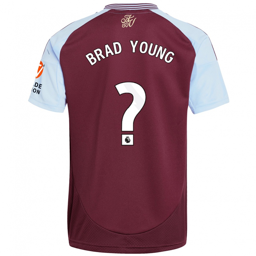 Kandiny Enfant Maillot Brad Young #0 Bordeaux Bleu Ciel Tenues Domicile 2024/25 T-Shirt