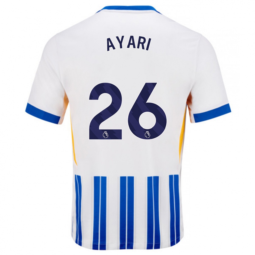 Kandiny Enfant Maillot Yasin Ayari #26 Blanc Bleu À Rayures Fines Tenues Domicile 2024/25 T-Shirt