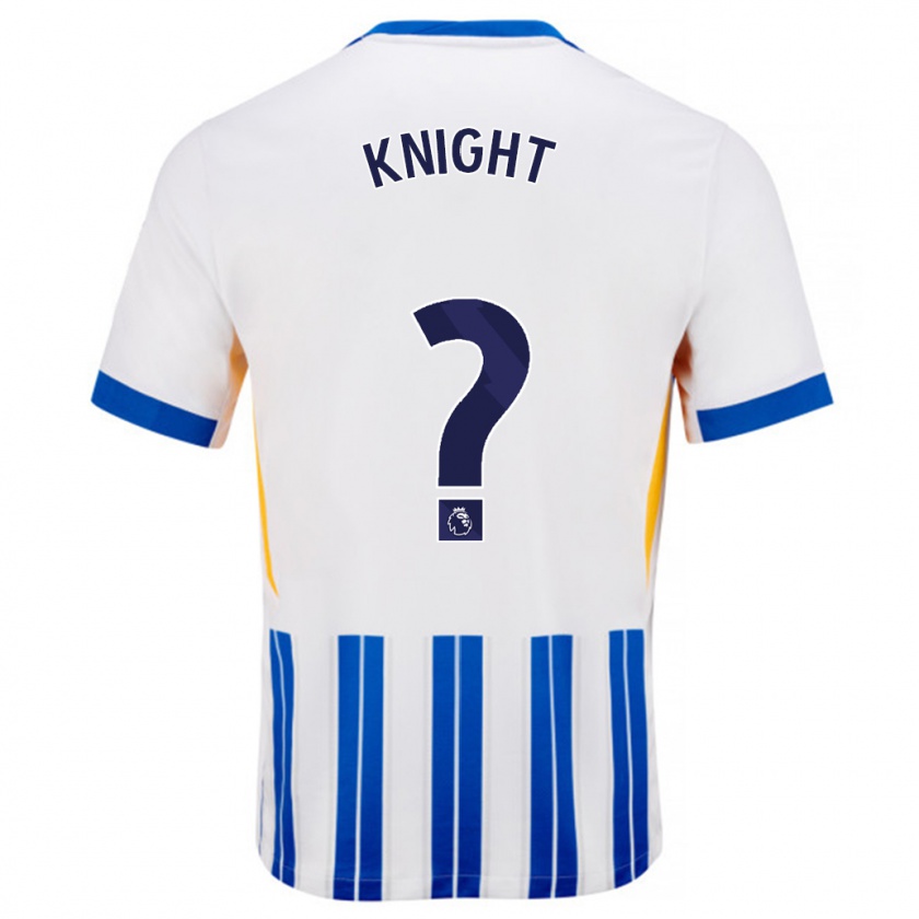 Kandiny Enfant Maillot Joe Knight #0 Blanc Bleu À Rayures Fines Tenues Domicile 2024/25 T-Shirt