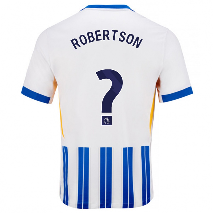 Kandiny Enfant Maillot Josh Robertson #0 Blanc Bleu À Rayures Fines Tenues Domicile 2024/25 T-Shirt