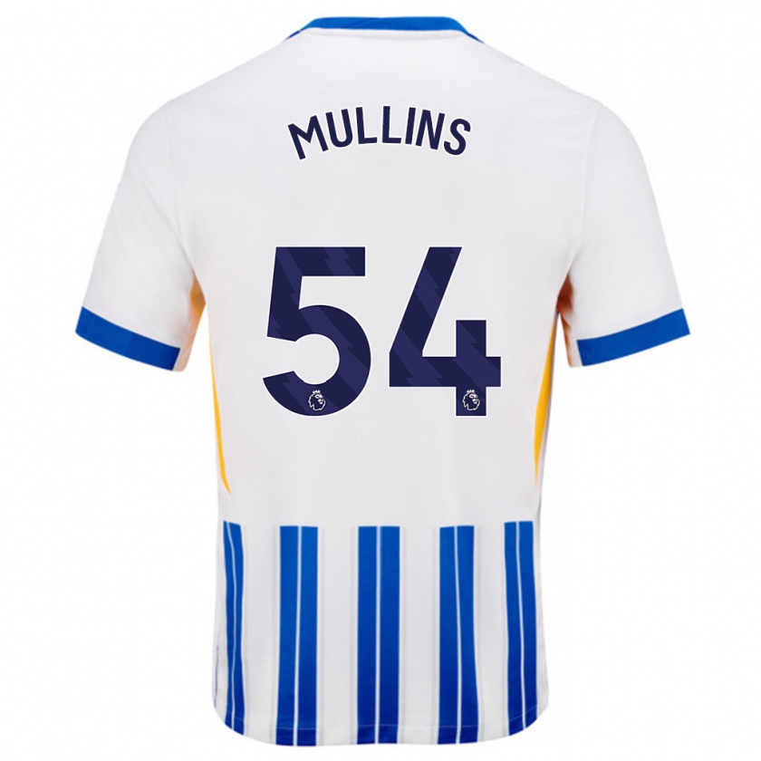 Kandiny Enfant Maillot Jamie Mullins #54 Blanc Bleu À Rayures Fines Tenues Domicile 2024/25 T-Shirt