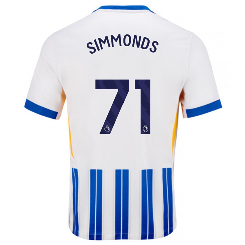 Kandiny Enfant Maillot Freddie Simmonds #71 Blanc Bleu À Rayures Fines Tenues Domicile 2024/25 T-Shirt