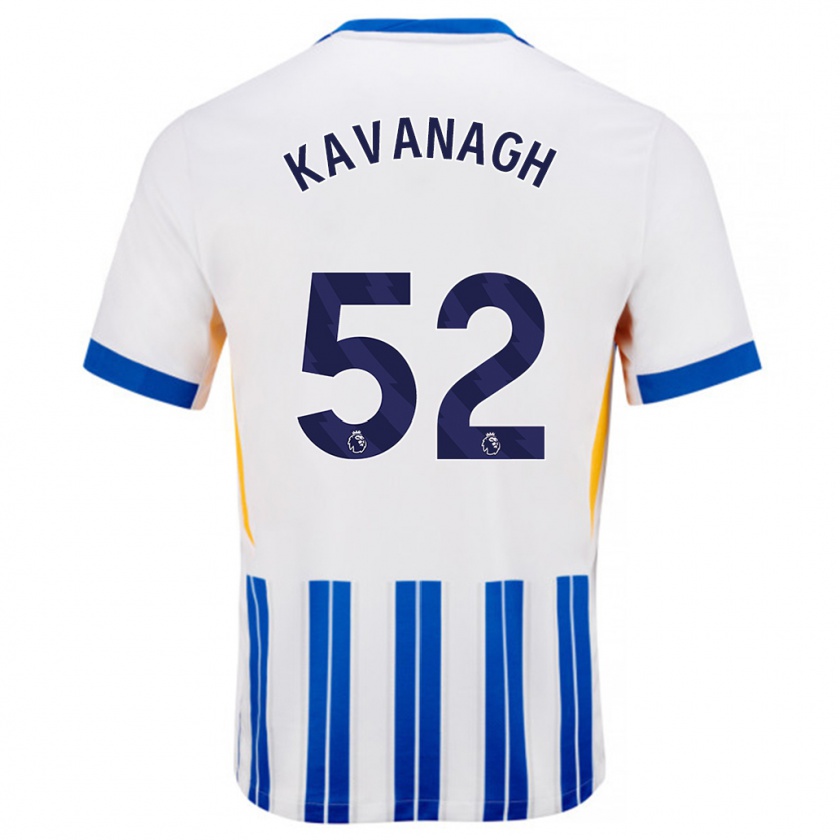 Kandiny Enfant Maillot Leigh Kavanagh #52 Blanc Bleu À Rayures Fines Tenues Domicile 2024/25 T-Shirt