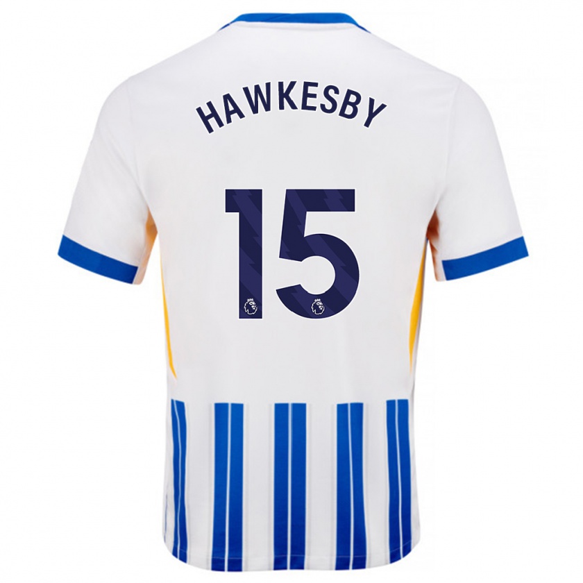 Kandiny Enfant Maillot Mackenzie Hawkesby #15 Blanc Bleu À Rayures Fines Tenues Domicile 2024/25 T-Shirt