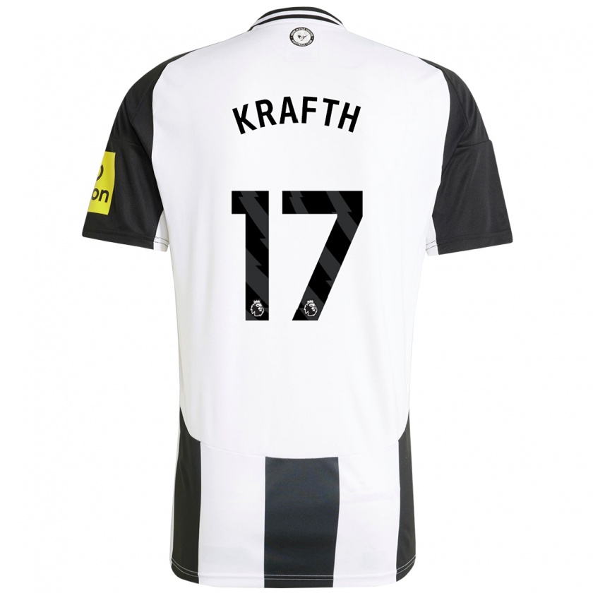 Kandiny Enfant Maillot Emil Krafth #17 Blanc Noir Tenues Domicile 2024/25 T-Shirt