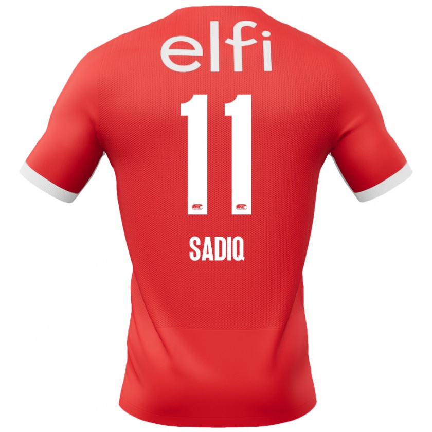 Kandiny Enfant Maillot Ibrahim Sadiq #11 Rouge Blanc Tenues Domicile 2024/25 T-Shirt