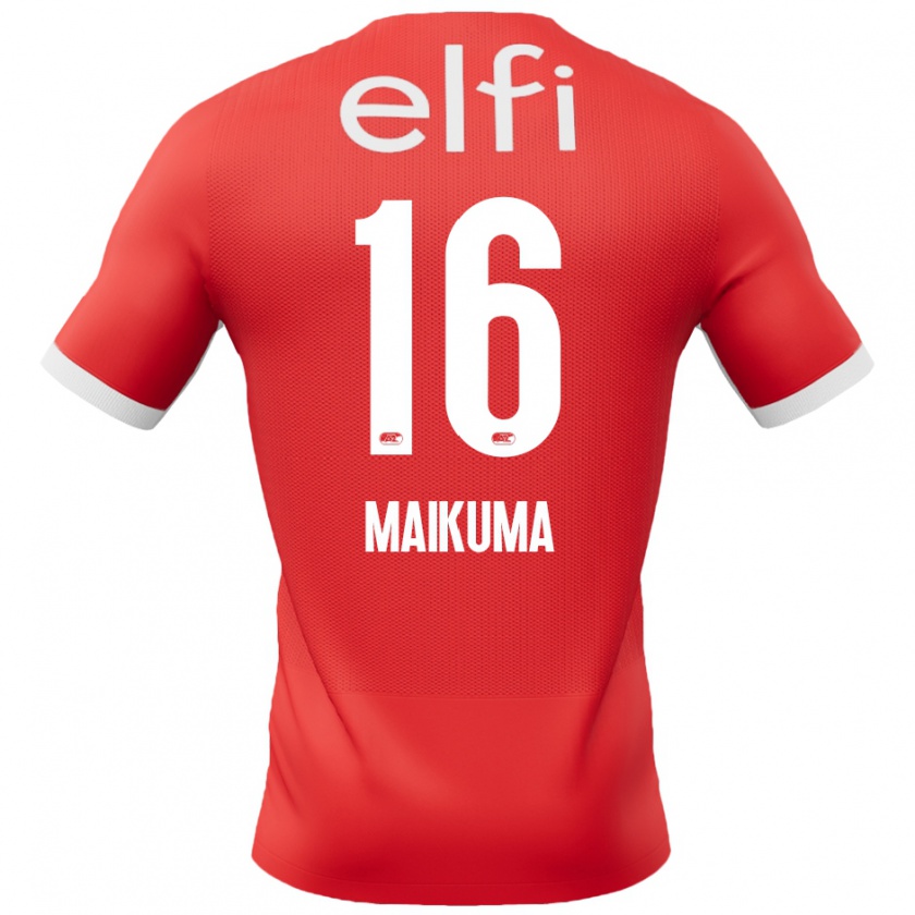 Kandiny Enfant Maillot Seiya Maikuma #16 Rouge Blanc Tenues Domicile 2024/25 T-Shirt