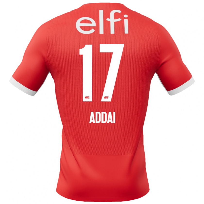 Kandiny Enfant Maillot Jayden Addai #17 Rouge Blanc Tenues Domicile 2024/25 T-Shirt