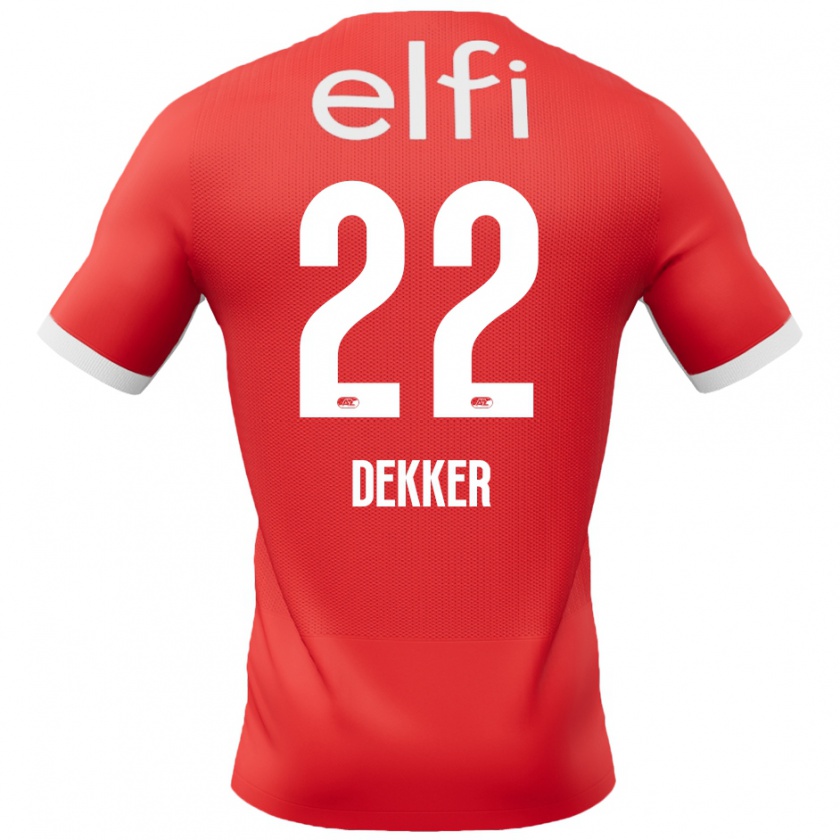 Kandiny Enfant Maillot Maxim Dekker #22 Rouge Blanc Tenues Domicile 2024/25 T-Shirt