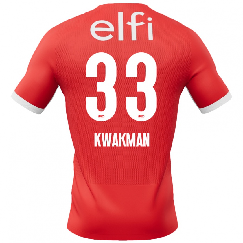 Kandiny Enfant Maillot Dave Kwakman #33 Rouge Blanc Tenues Domicile 2024/25 T-Shirt