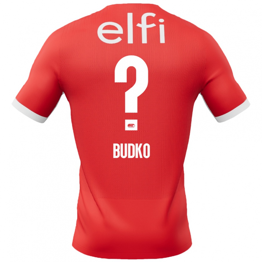 Kandiny Enfant Maillot Bogdan Budko #0 Rouge Blanc Tenues Domicile 2024/25 T-Shirt