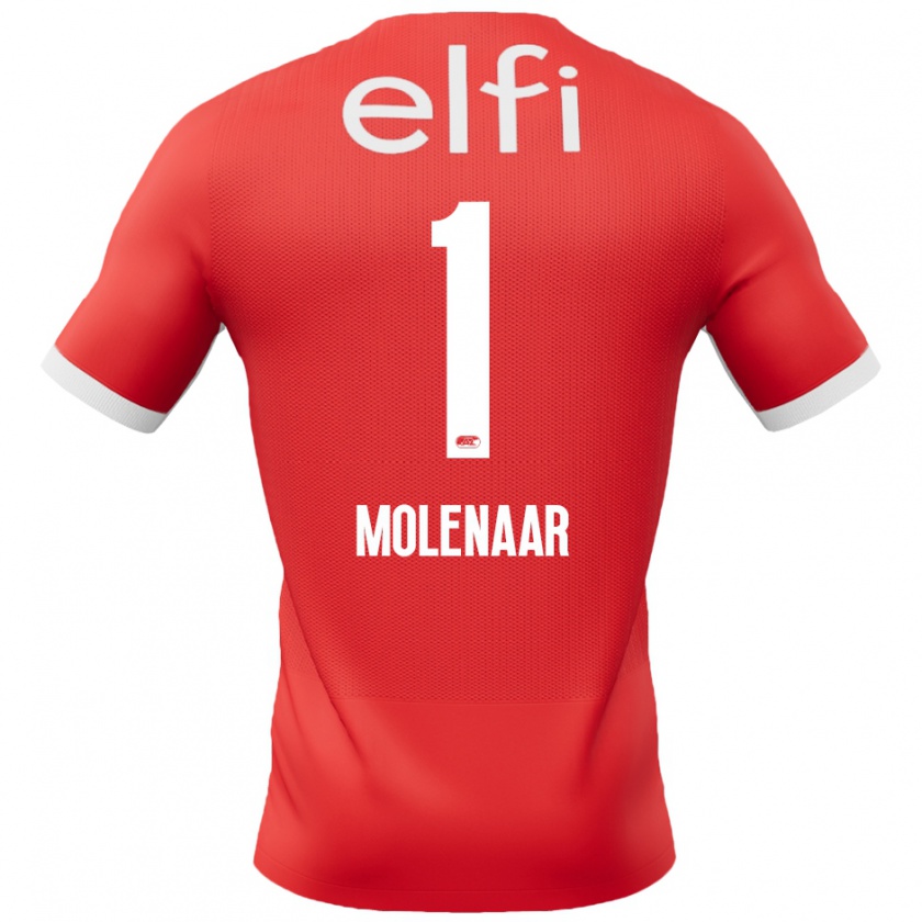 Kandiny Enfant Maillot Finn Molenaar #1 Rouge Blanc Tenues Domicile 2024/25 T-Shirt