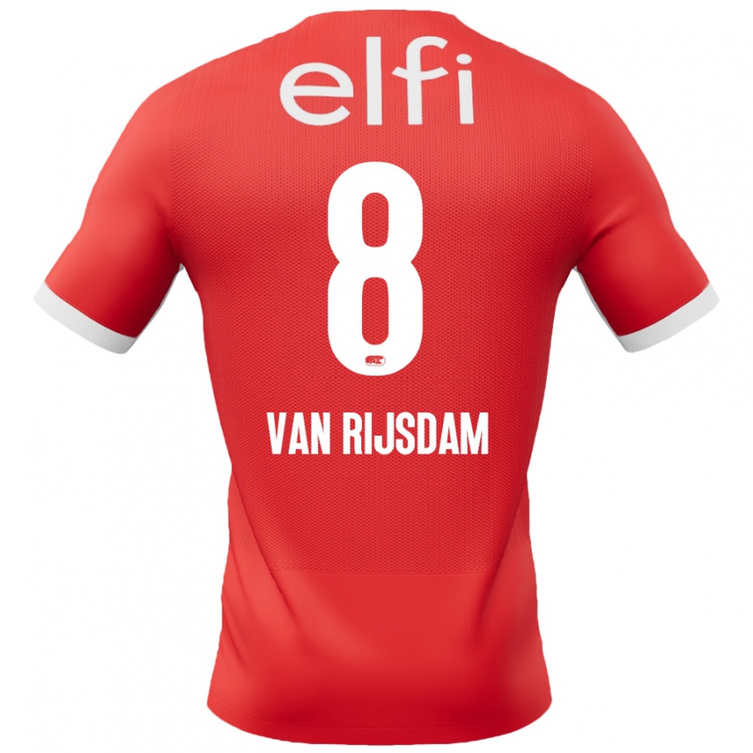 Kandiny Enfant Maillot Julian Van Rijsdam #8 Rouge Blanc Tenues Domicile 2024/25 T-Shirt