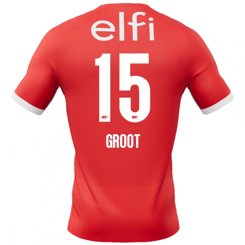 Kandiny Enfant Maillot Pleun Groot #15 Rouge Blanc Tenues Domicile 2024/25 T-Shirt