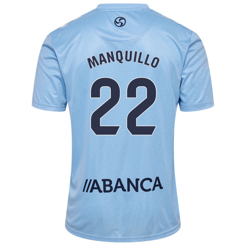 Kandiny Enfant Maillot Javier Manquillo #22 Bleu Ciel Tenues Domicile 2024/25 T-Shirt