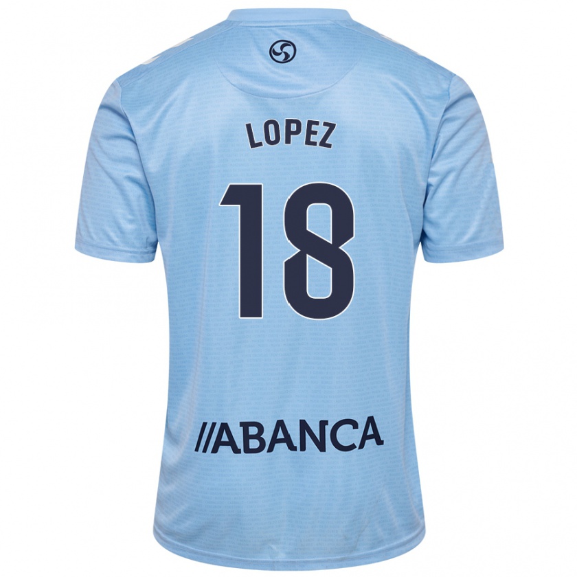 Kandiny Enfant Maillot Joel López #18 Bleu Ciel Tenues Domicile 2024/25 T-Shirt