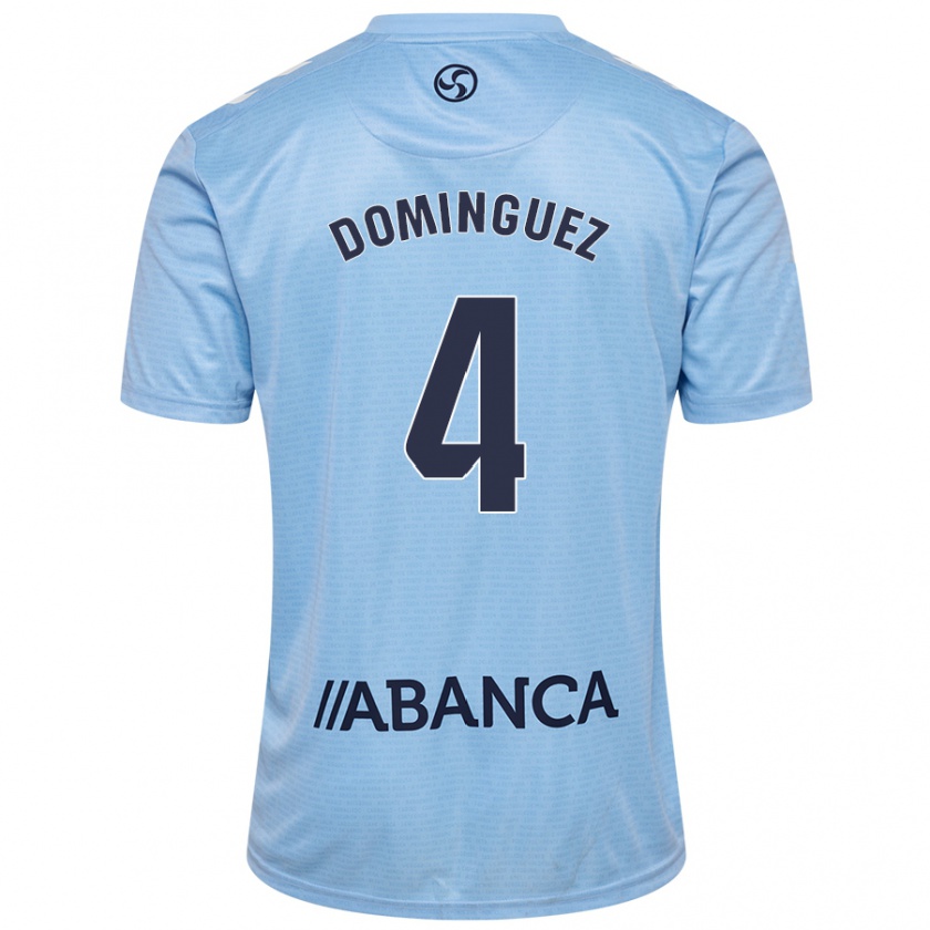 Kandiny Enfant Maillot Javi Domínguez #4 Bleu Ciel Tenues Domicile 2024/25 T-Shirt