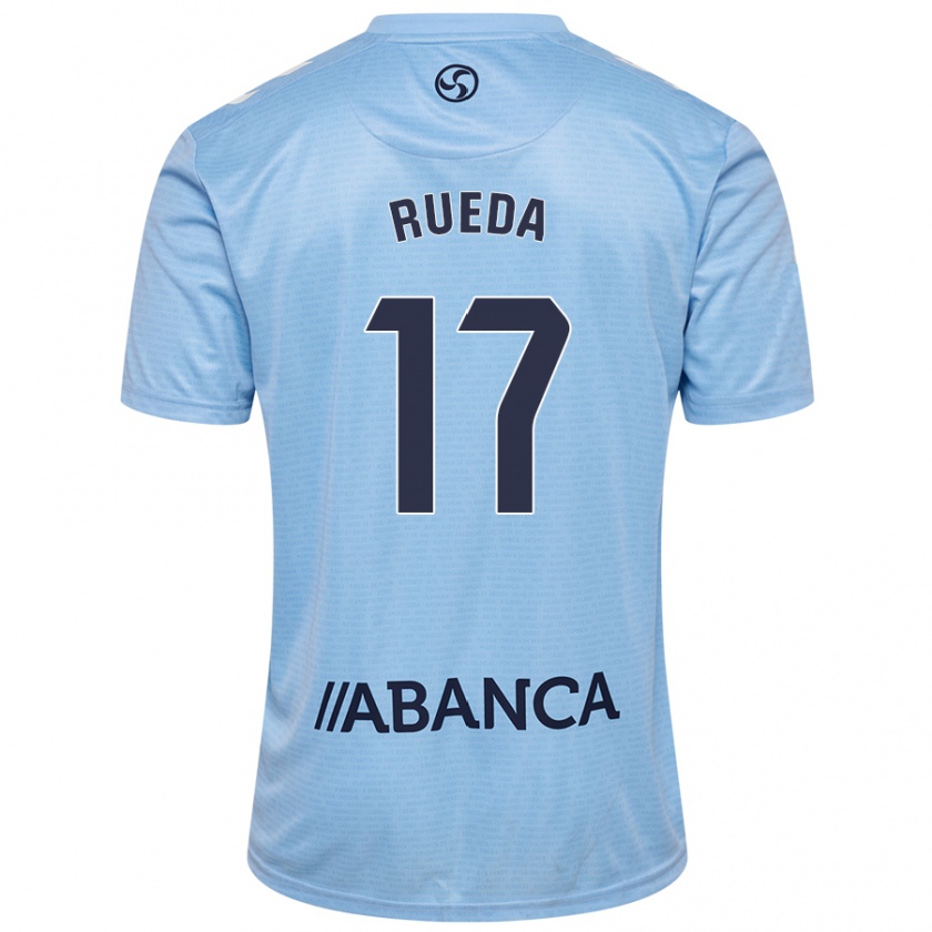 Kandiny Enfant Maillot Javi Rueda #17 Bleu Ciel Tenues Domicile 2024/25 T-Shirt