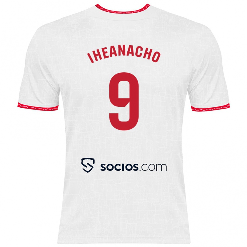 Kandiny Enfant Maillot Kelechi Iheanacho #9 Blanc Rouge Tenues Domicile 2024/25 T-Shirt