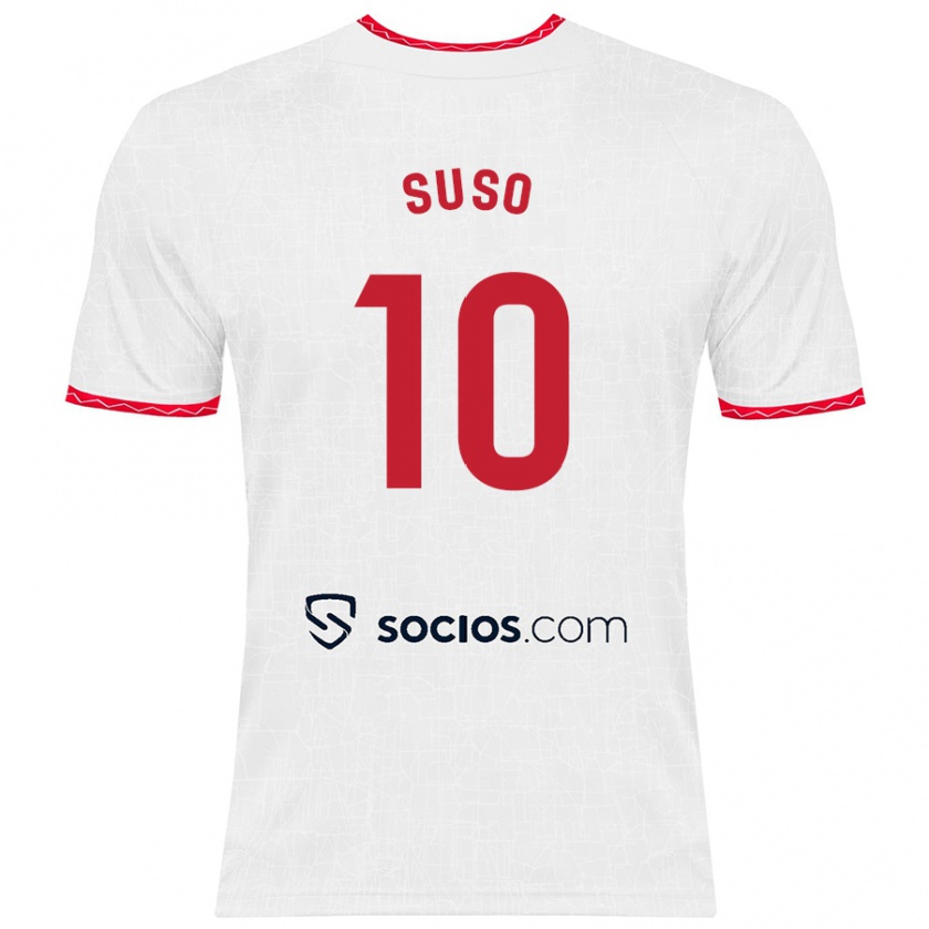 Kandiny Enfant Maillot Suso #10 Blanc Rouge Tenues Domicile 2024/25 T-Shirt