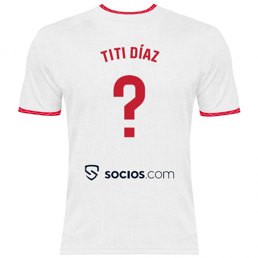 Kandiny Enfant Maillot Titi Díaz #0 Blanc Rouge Tenues Domicile 2024/25 T-Shirt