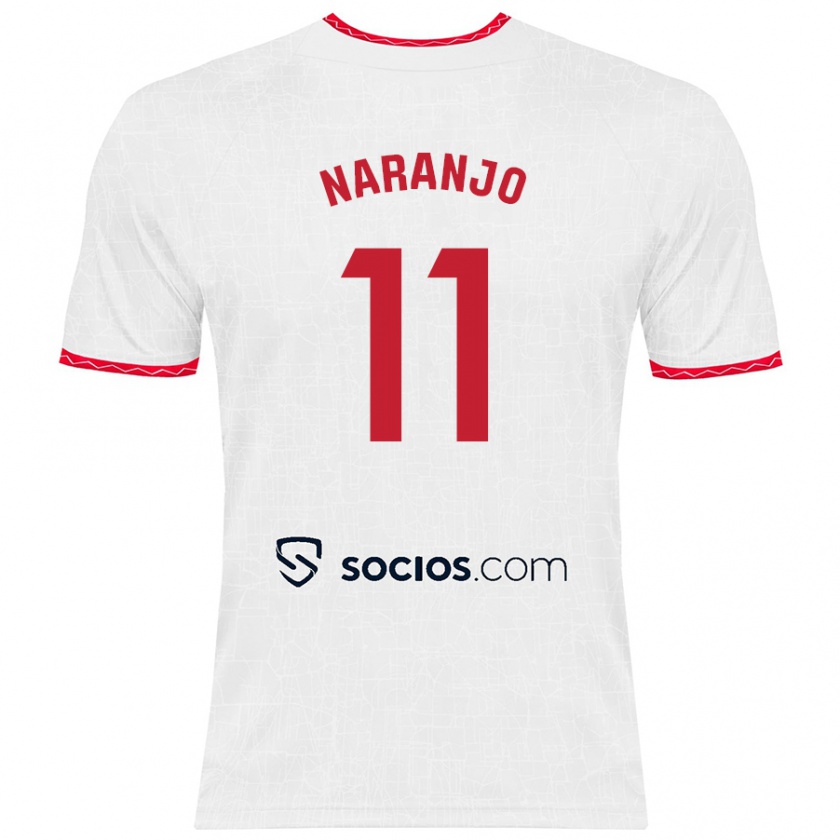 Kandiny Enfant Maillot Mario Naranjo #11 Blanc Rouge Tenues Domicile 2024/25 T-Shirt