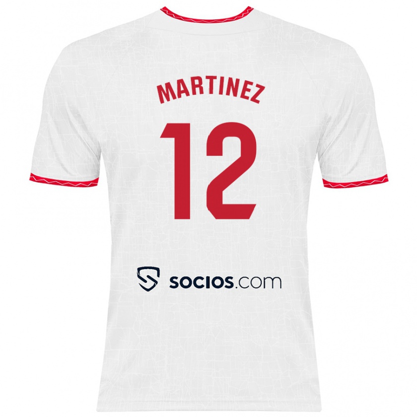 Kandiny Enfant Maillot Gabri Martinez #12 Blanc Rouge Tenues Domicile 2024/25 T-Shirt