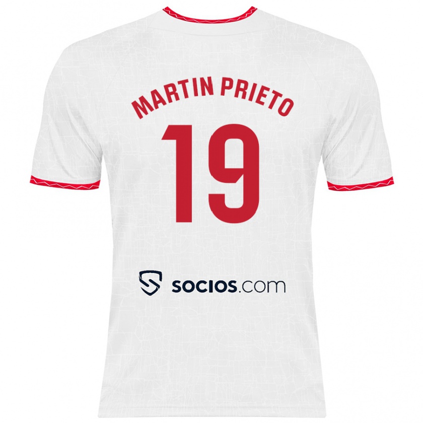 Kandiny Enfant Maillot Cristina Martín-Prieto Gutiérrez #19 Blanc Rouge Tenues Domicile 2024/25 T-Shirt