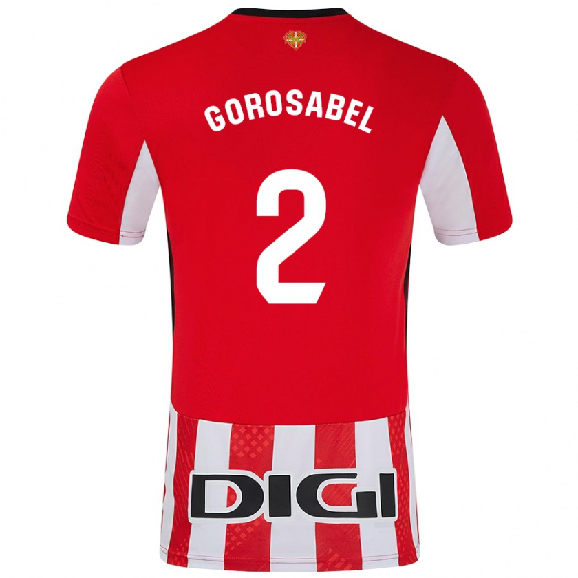 Kandiny Enfant Maillot Andoni Gorosabel #2 Rouge Blanc Tenues Domicile 2024/25 T-Shirt