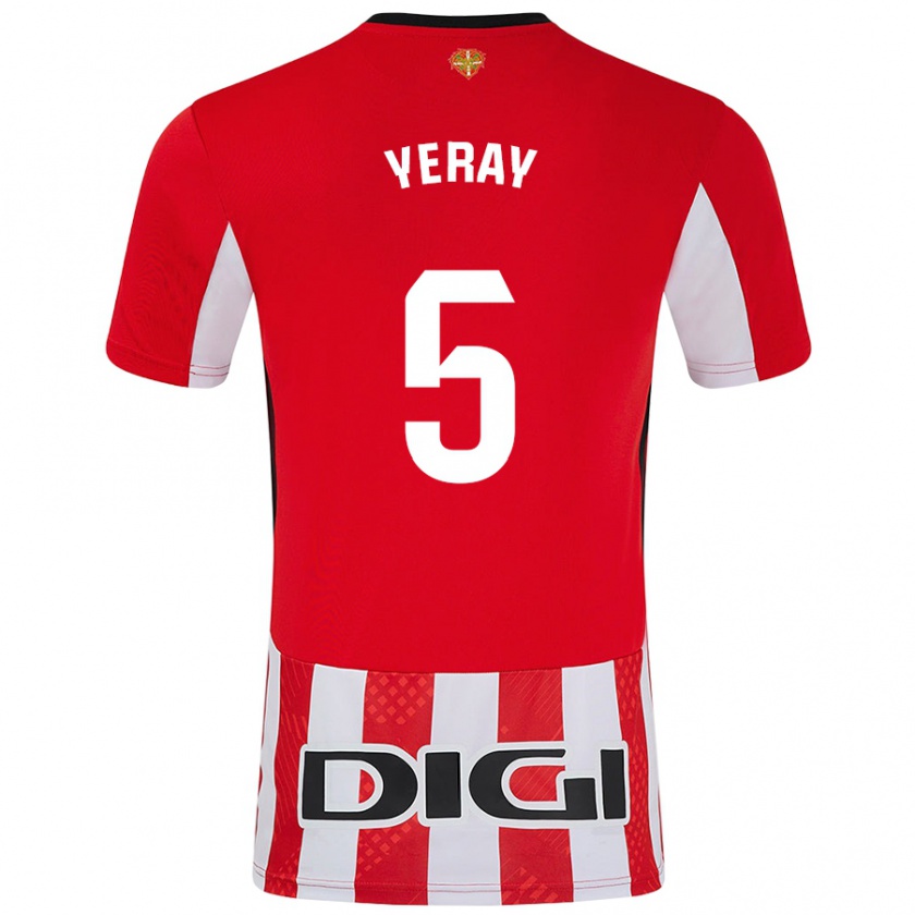 Kandiny Enfant Maillot Yeray Álvarez #5 Rouge Blanc Tenues Domicile 2024/25 T-Shirt