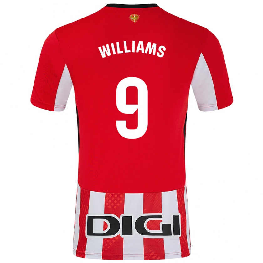 Kandiny Enfant Maillot Iñaki Williams #9 Rouge Blanc Tenues Domicile 2024/25 T-Shirt