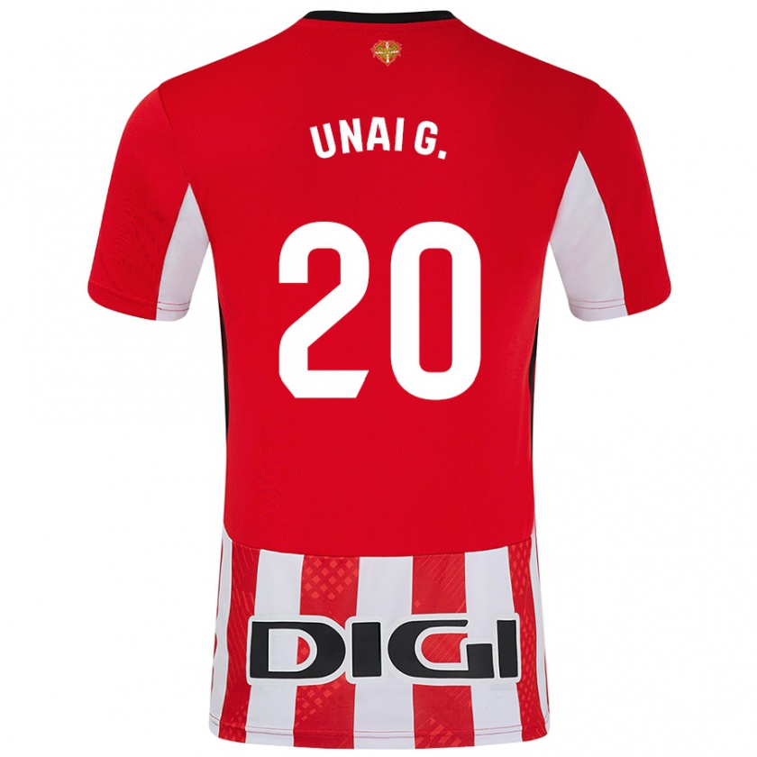 Kandiny Enfant Maillot Unai Gómez #20 Rouge Blanc Tenues Domicile 2024/25 T-Shirt