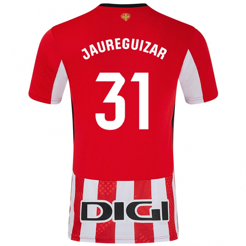 Kandiny Enfant Maillot Mikel Jauregizar #31 Rouge Blanc Tenues Domicile 2024/25 T-Shirt