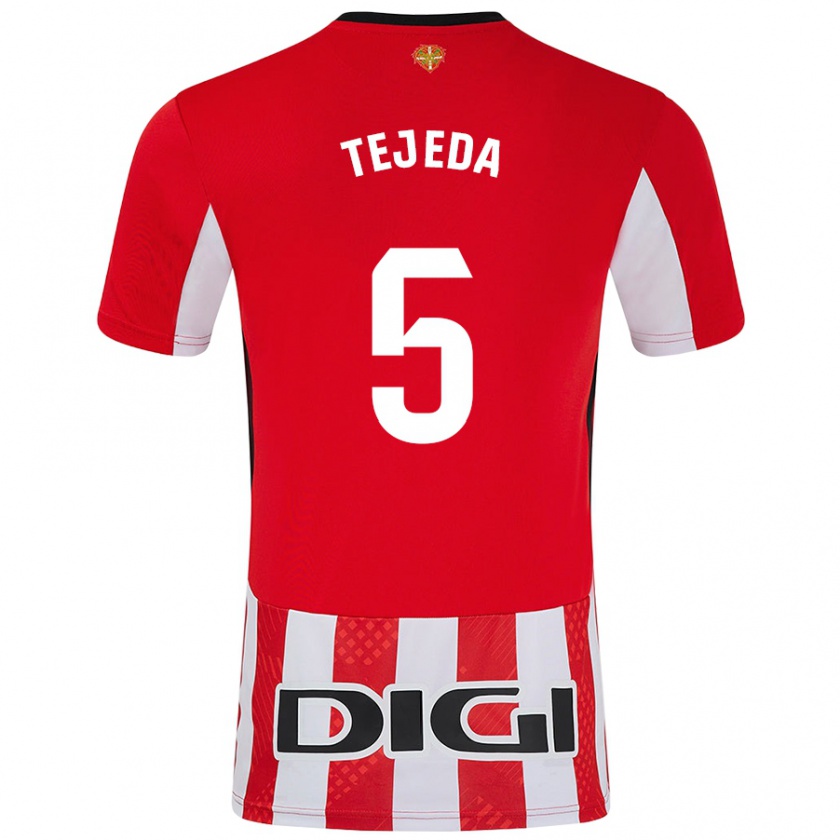 Kandiny Enfant Maillot Diego Tejeda #5 Rouge Blanc Tenues Domicile 2024/25 T-Shirt