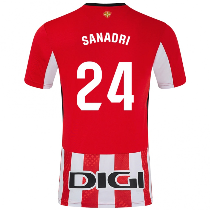 Kandiny Enfant Maillot Sanadri #24 Rouge Blanc Tenues Domicile 2024/25 T-Shirt