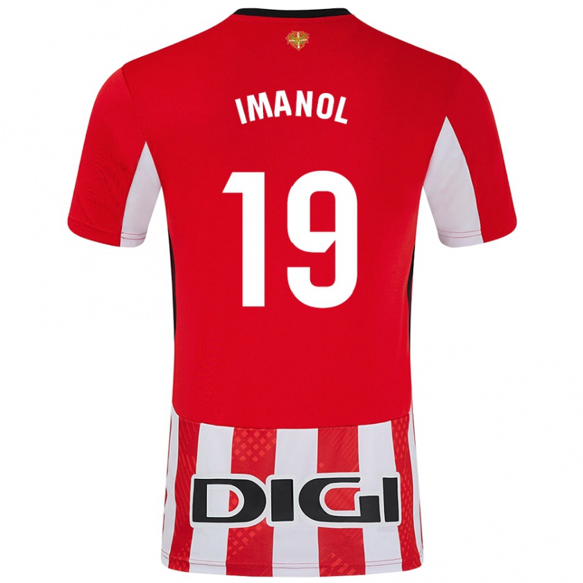 Kandiny Enfant Maillot Imanol García De Albéniz #19 Rouge Blanc Tenues Domicile 2024/25 T-Shirt