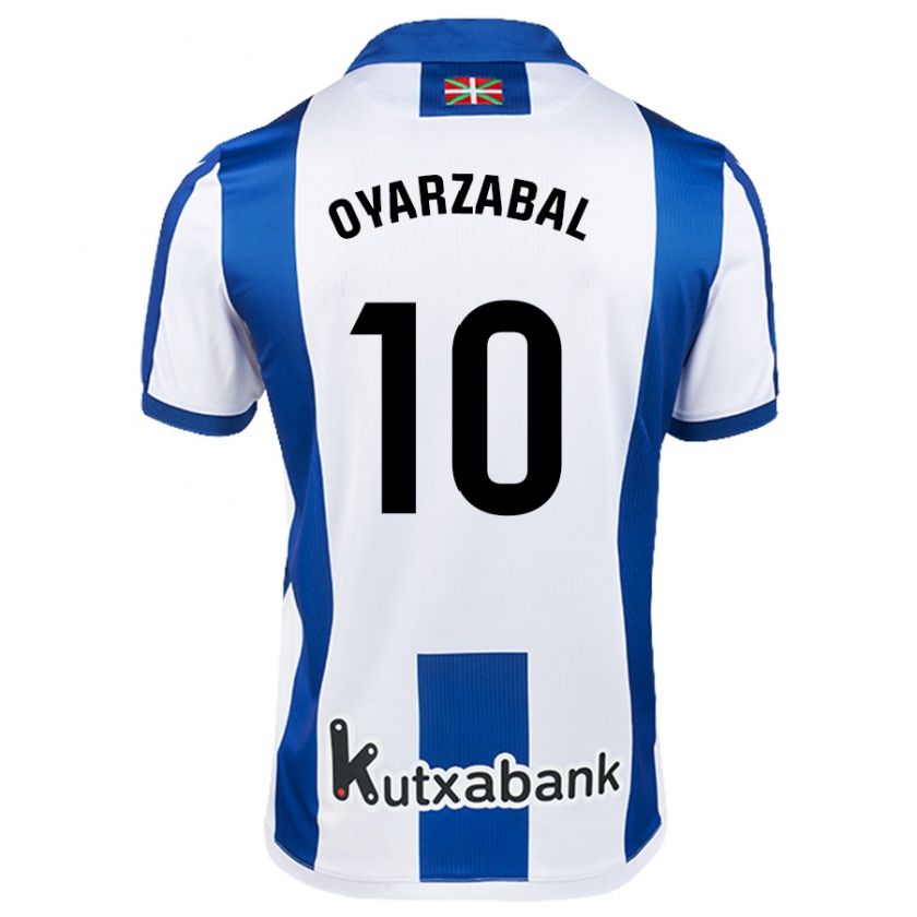 Kandiny Enfant Maillot Mikel Oyarzabal #10 Blanc Bleu Tenues Domicile 2024/25 T-Shirt