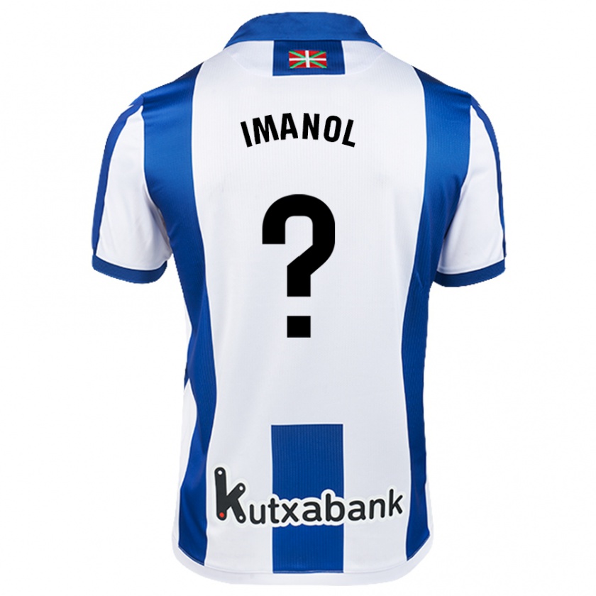 Kandiny Enfant Maillot Imanol Ruiz #0 Blanc Bleu Tenues Domicile 2024/25 T-Shirt