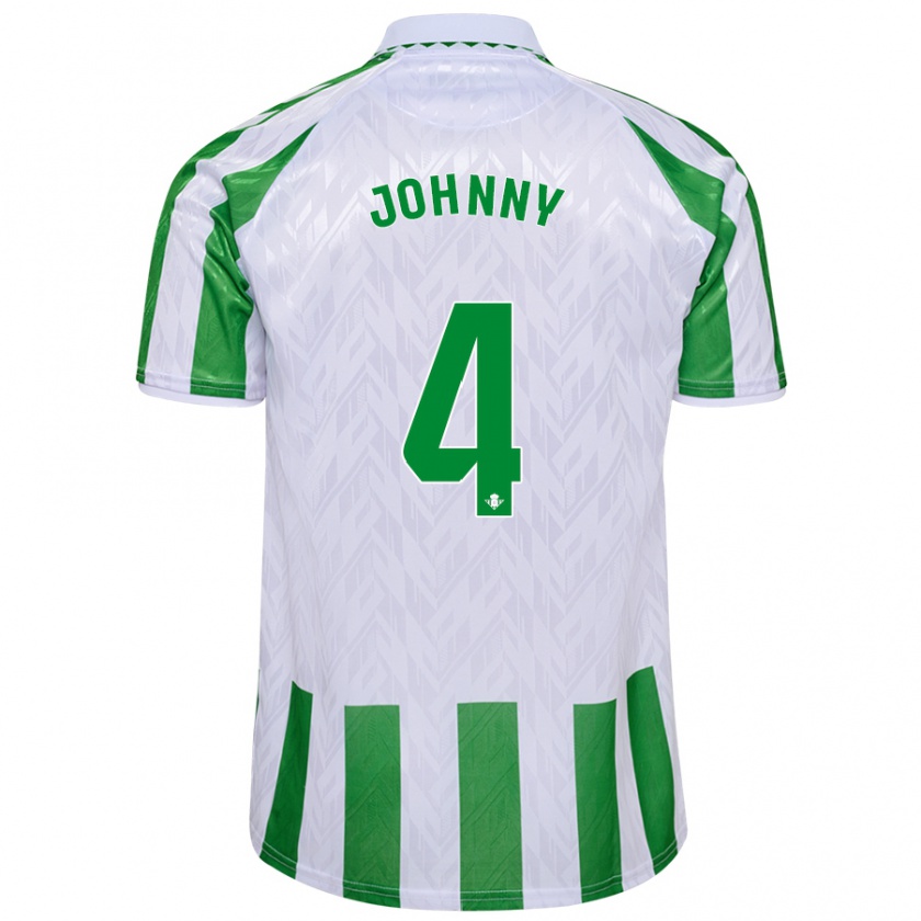 Kandiny Enfant Maillot Johnny Cardoso #4 Rayures Vertes Et Blanches Tenues Domicile 2024/25 T-Shirt