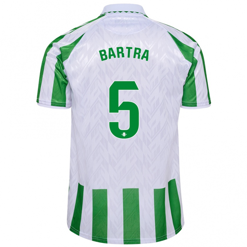 Kandiny Enfant Maillot Marc Bartra #5 Rayures Vertes Et Blanches Tenues Domicile 2024/25 T-Shirt