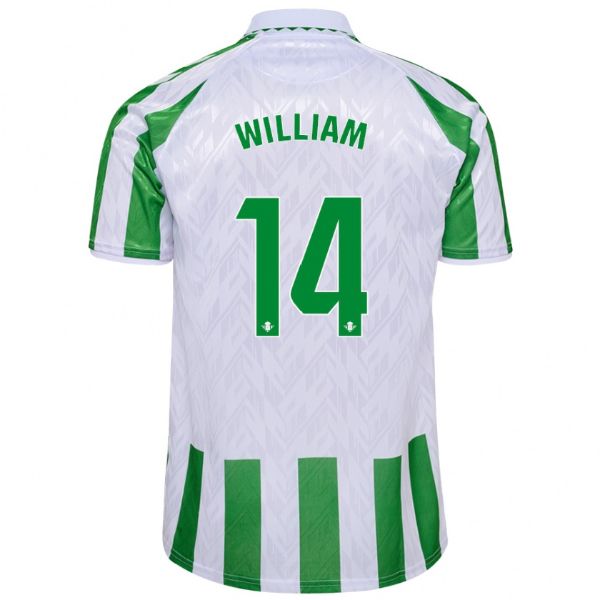 Kandiny Enfant Maillot William Carvalho #14 Rayures Vertes Et Blanches Tenues Domicile 2024/25 T-Shirt