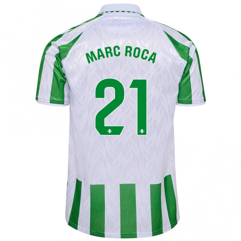 Kandiny Enfant Maillot Marc Roca #21 Rayures Vertes Et Blanches Tenues Domicile 2024/25 T-Shirt