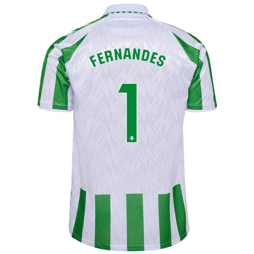 Kandiny Enfant Maillot Guilherme Fernandes #1 Rayures Vertes Et Blanches Tenues Domicile 2024/25 T-Shirt